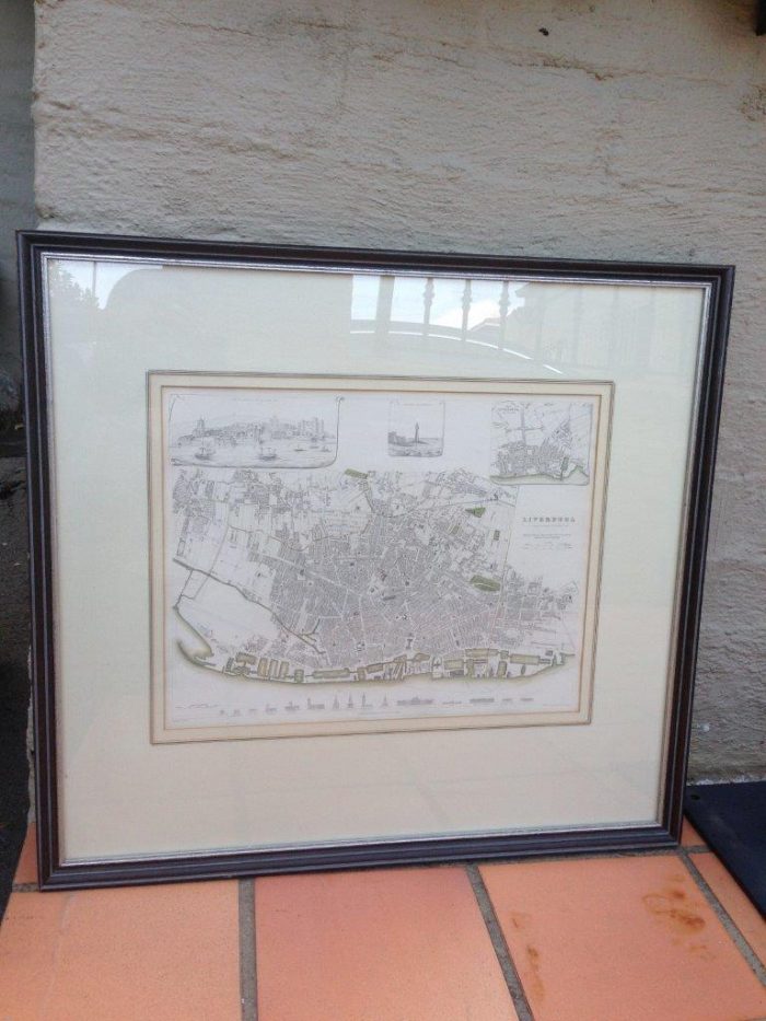 Antique Map of Liverpool by T Starling. Published under the Superintendence of the Society for the Diffusion of Useful Knowledge Framed - ND