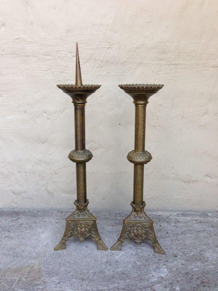 A set of 2 Antique Alter Candle Prickets