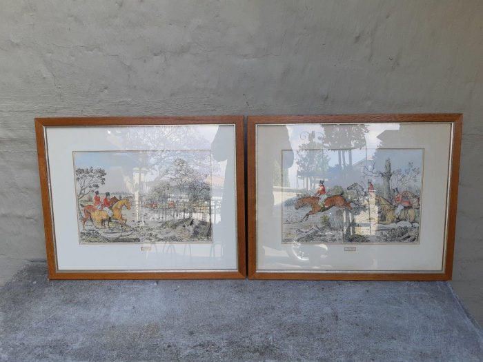 Pair Of Framed Victorian 19th Century Hunting Lithographs