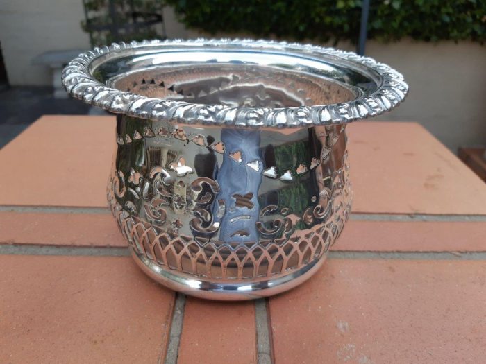 19th century silver plate wine coaster