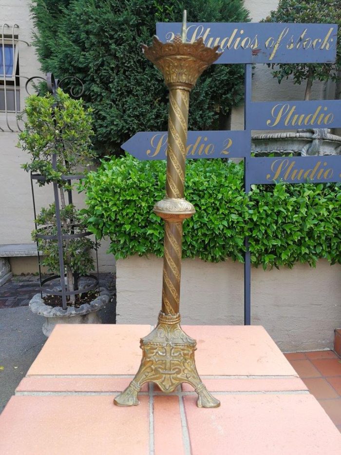 French Antique (Circa 1850) Solid Brass Candlestick