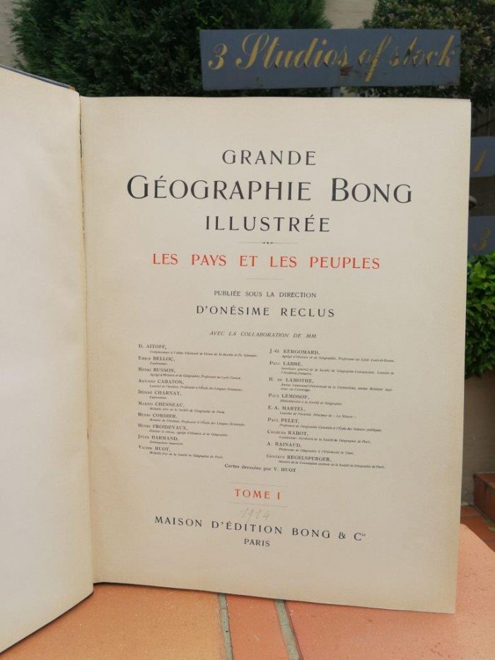 Set Of Five (5) Highly Decorative Very Large And Heavy Antique Grande Geographie Bong Books Circa 1912 - Image 8