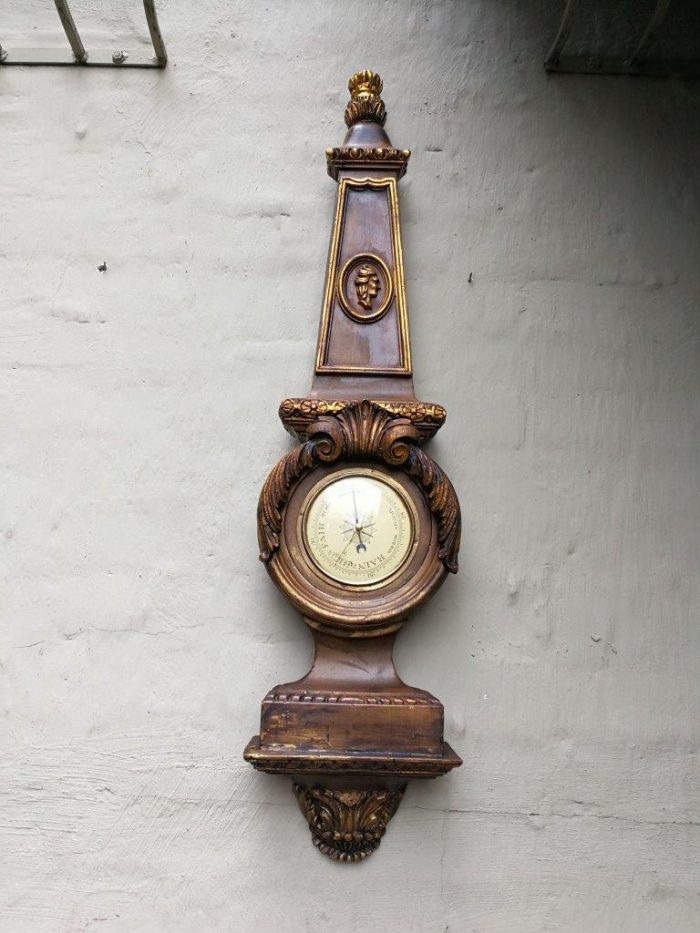 Massive Carved Heavy Giltwood Barometer. 1200cmh Made In Western Germany  From An Estate Sale In The Usa