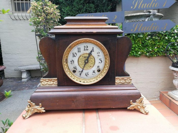 A Victorian Wooden Cased Mantle Clock