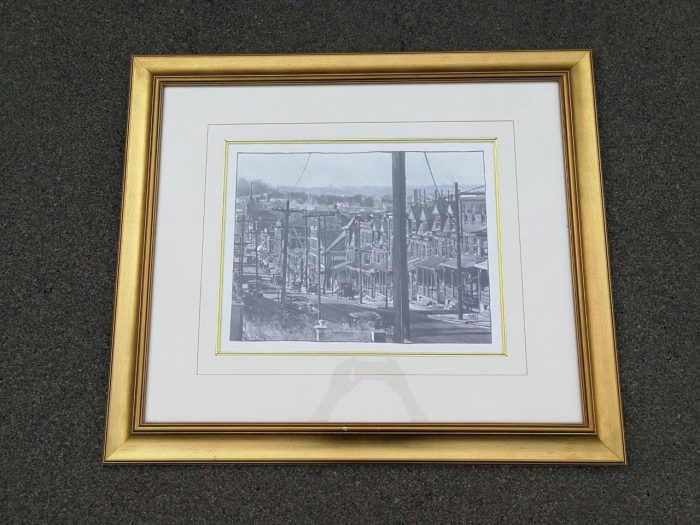 An Oil & Water Colour Framed Print Depicting The Vintage City Of Pennsylvania