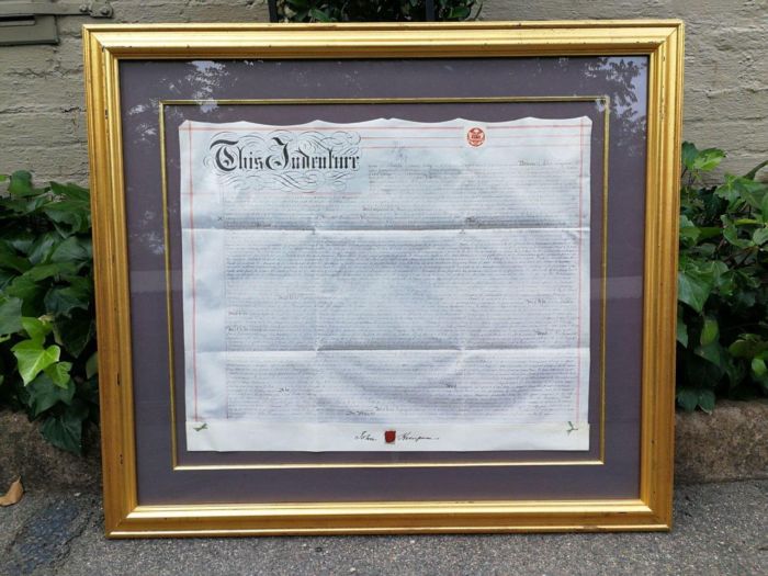 A Circa 1897 Framed Indenture In Pen And Ink On Parchment