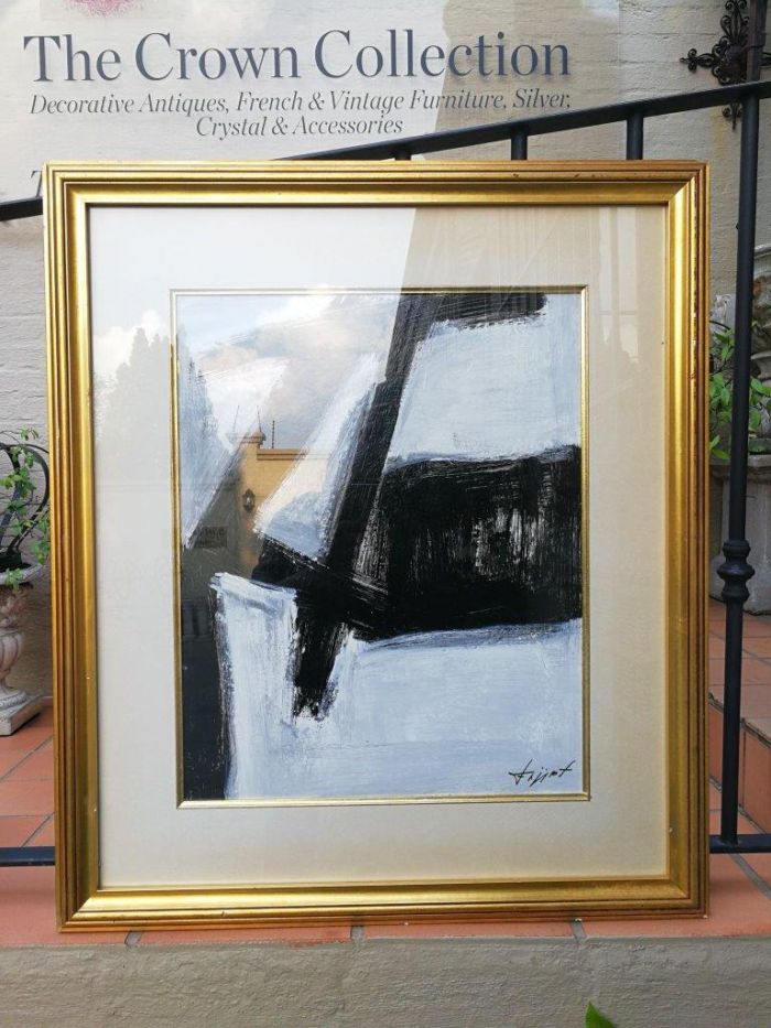 A Black and White Abstract Composition Signed Faÿet