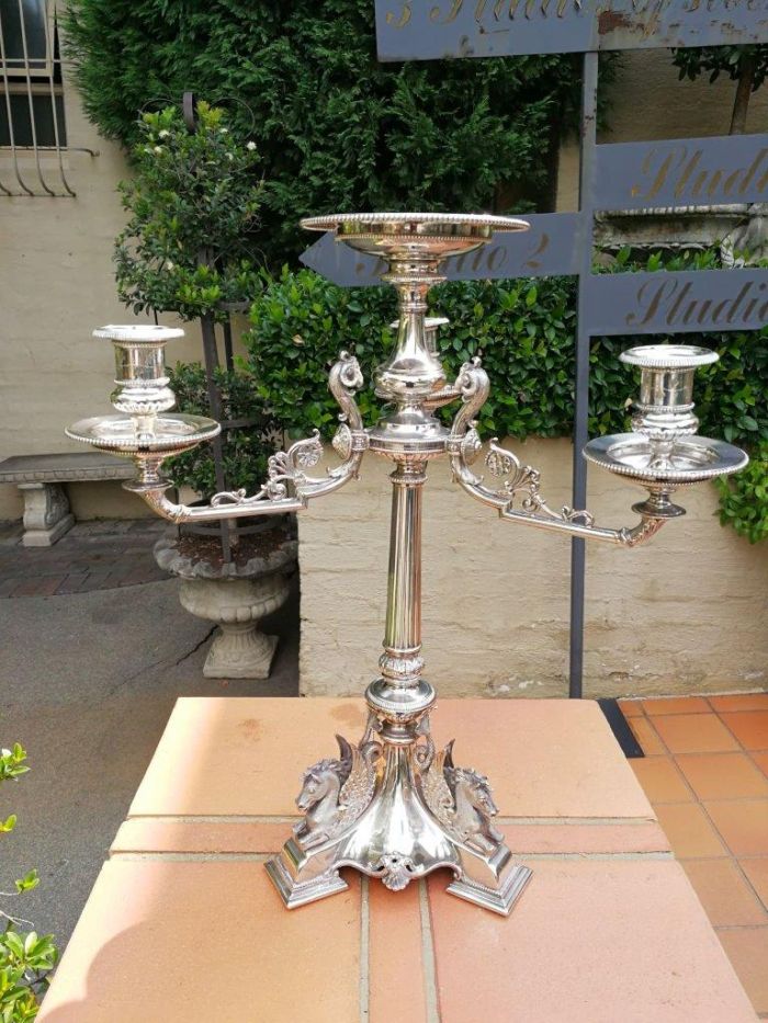 A Victorian Silver-Plate Candelabra