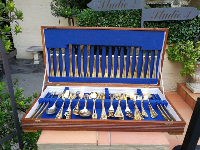 A 24k Gold Plated Cutlery Set Comprising 112 Pieces In Canteen