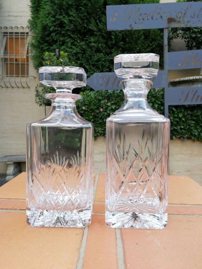 A Set Of Two Cut Crystal Decanters