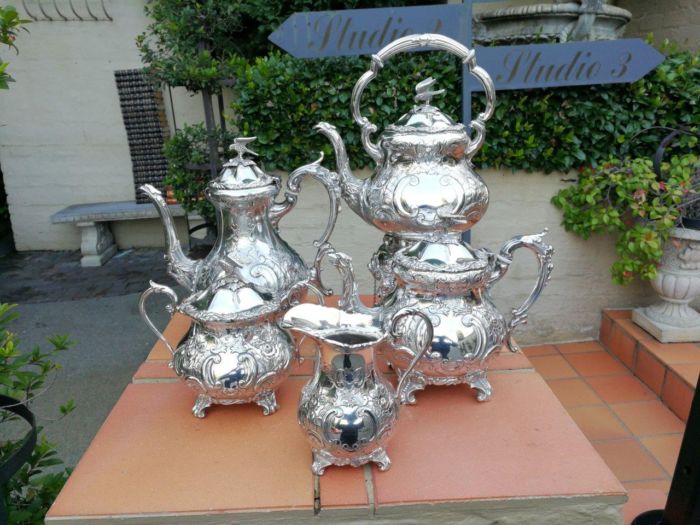 A Late 19th Century Electroplate Five Piece Tea Service