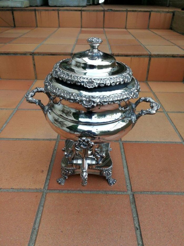 An Antique Victorian Silver-plated Kettle-on-stand