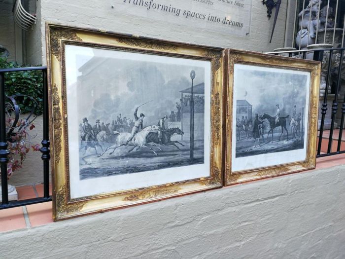 A Pair of Prints In Ornate Giltwood Frames. After Vernet La Course and Preparatifs Dune Course - Image 2