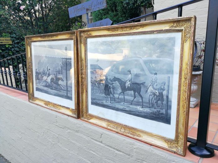 A Pair of Prints In Ornate Giltwood Frames. After Vernet La Course and Preparatifs Dune Course - Image 3