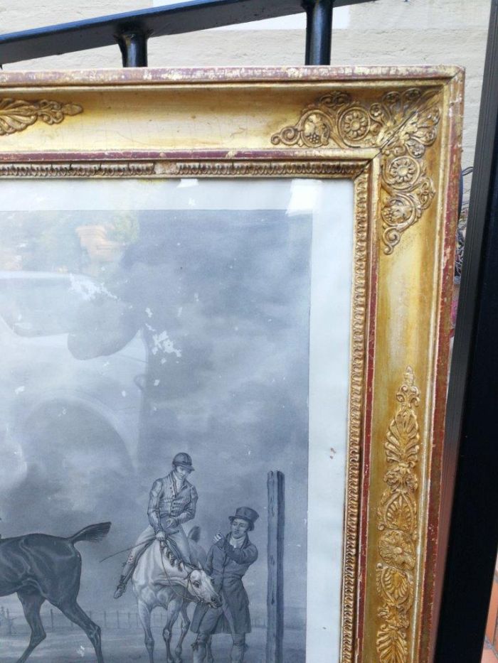 A Pair of Prints In Ornate Giltwood Frames. After Vernet La Course and Preparatifs Dune Course - Image 8