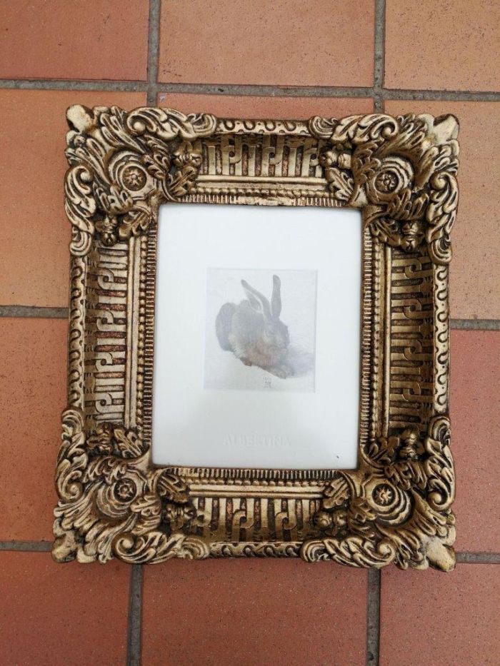 A Photolithograph Young Hare Framed in an Ornately Giltwood Frame