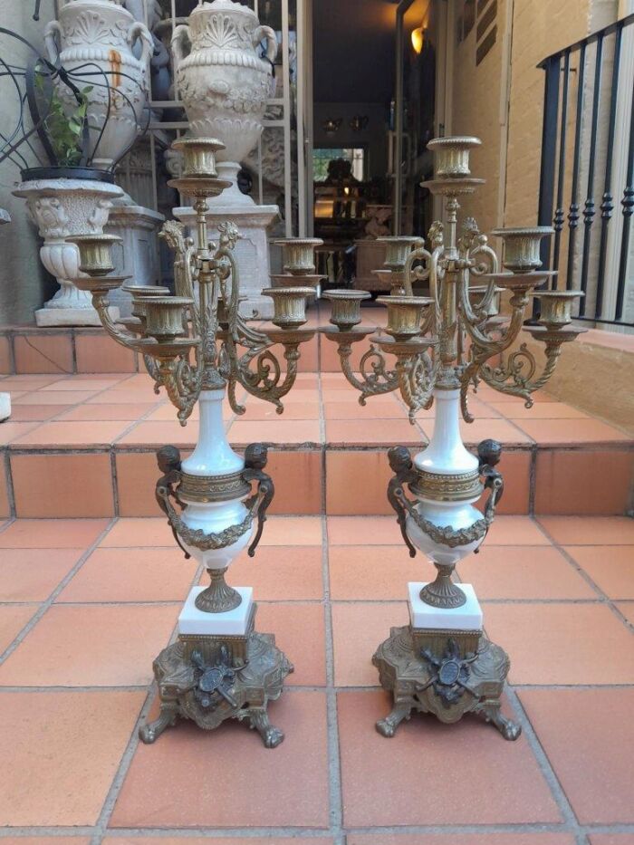 A 20th Century Brass Clock And Candelabrum Garniture Set - Image 11