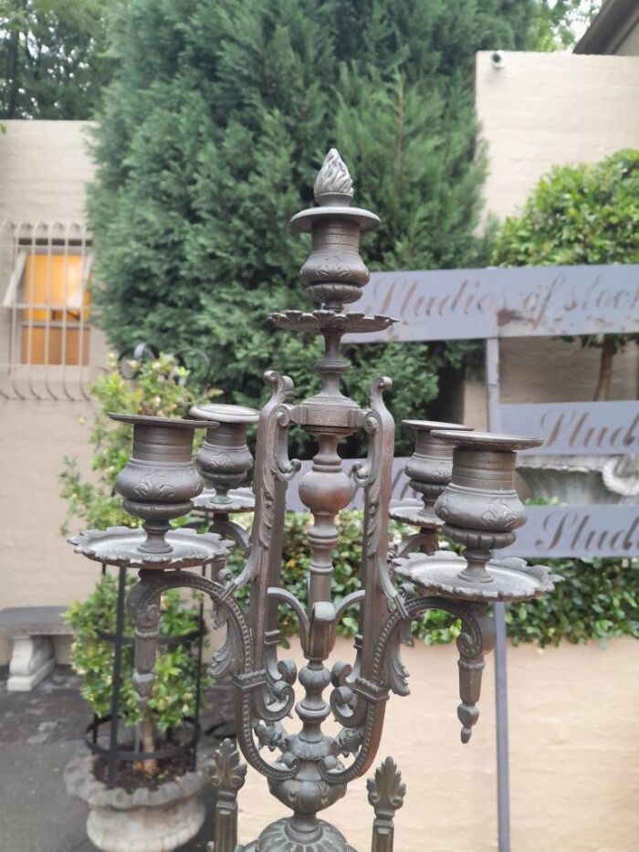 An Early 20th Century Pair Of Tall Bronze Candelabra - Image 8