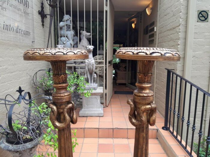 A 20th Century Pair Of French Style Giltwood Floor Or Table Candle Holders / Sticks / Plinths - Image 5