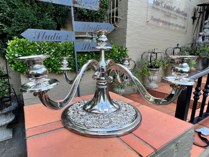 A Late 20th Century Silver Plate Candelabra