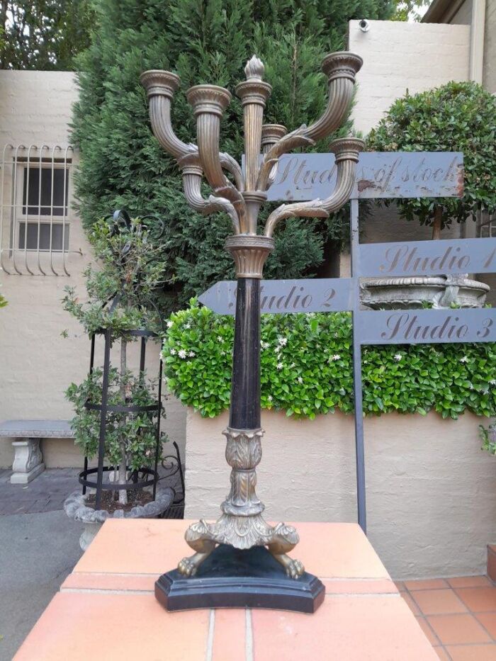 A 19th Century French Bronze And Granite Candelabra