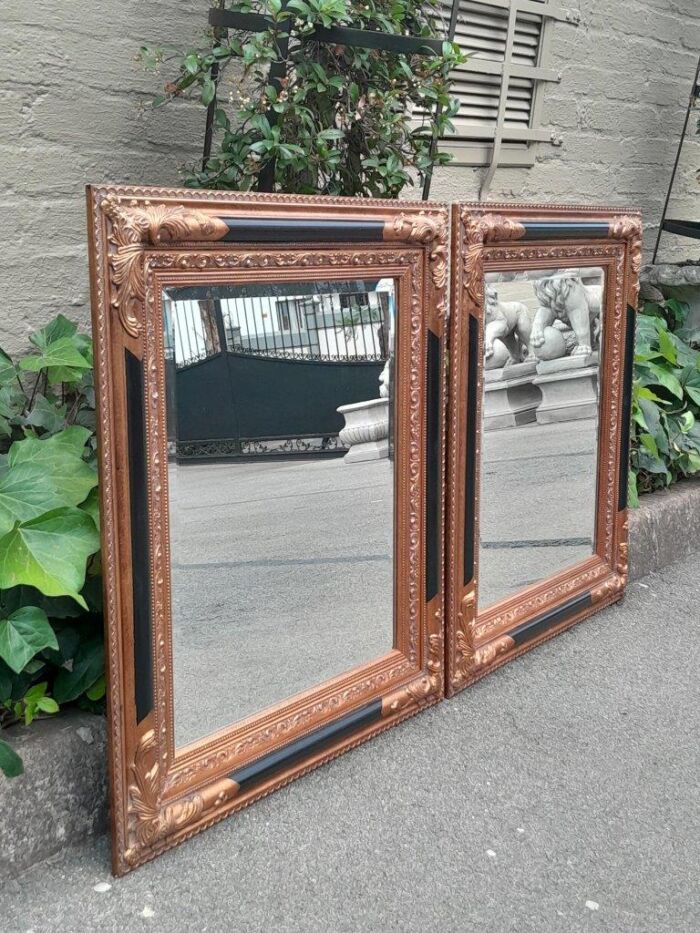 A 20th Century Pair Of French Empire-Style  Ebonised And Gilt-Painted Mirrors - Image 2