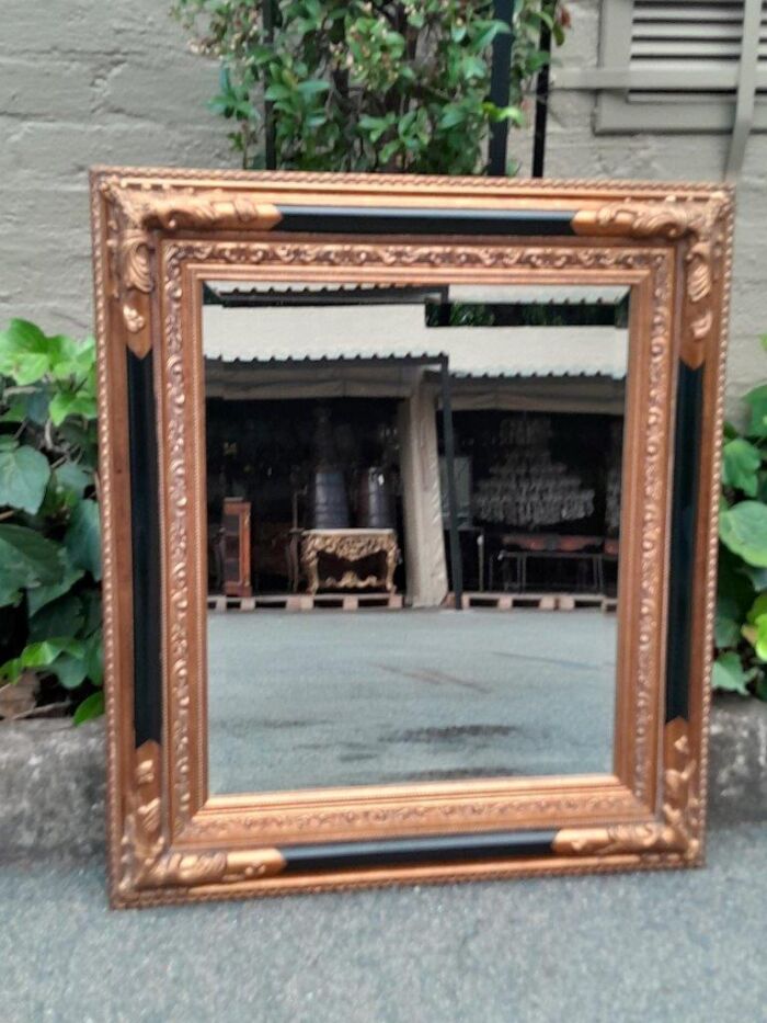 A 20th Century Pair Of French Empire-Style  Ebonised And Gilt-Painted Mirrors - Image 3