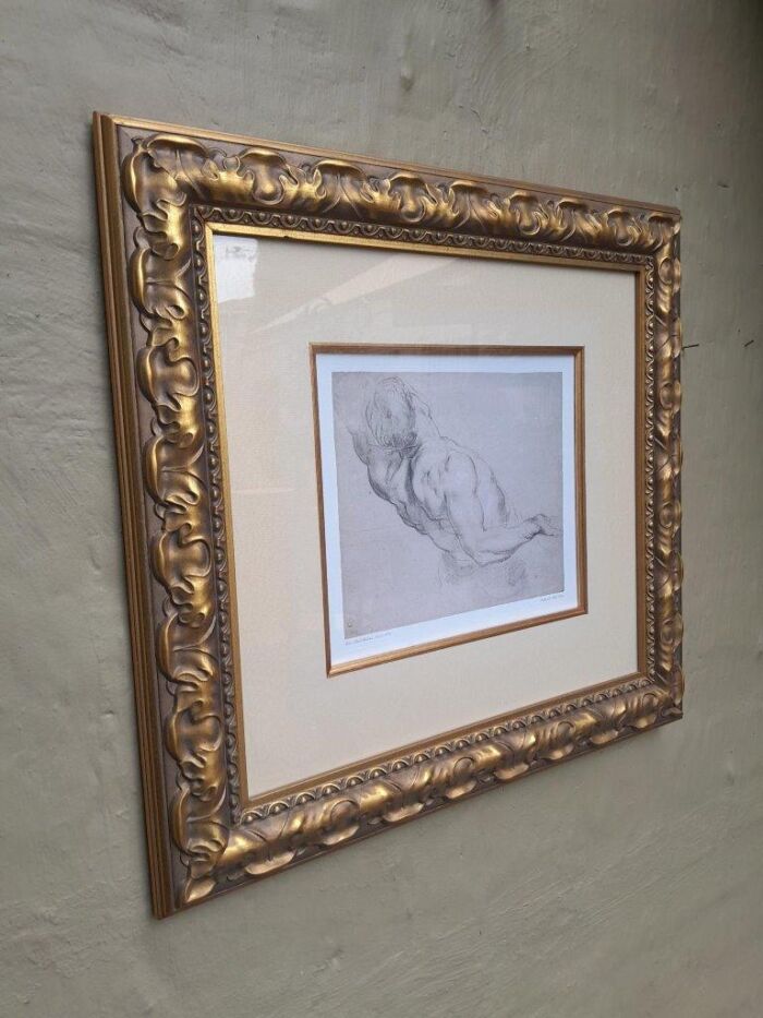 A 20th Century Study Of Torso Photolithograph After Peter Paul Rubens In A Gilded Frame - Image 2