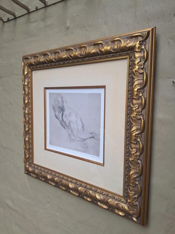 A 20th Century Study Of Torso Photolithograph After Peter Paul Rubens In A Gilded Frame - Image 3