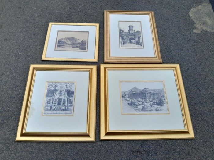 A 20th Century Set Of Four Cape Town Tinus De Jongh Engraving