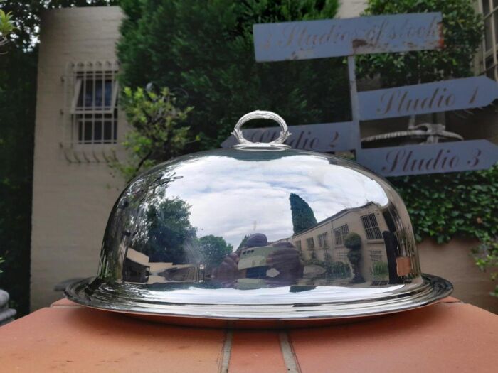 A 20th Century Silver Plated Food Dome on Platter by Mappin and Webb