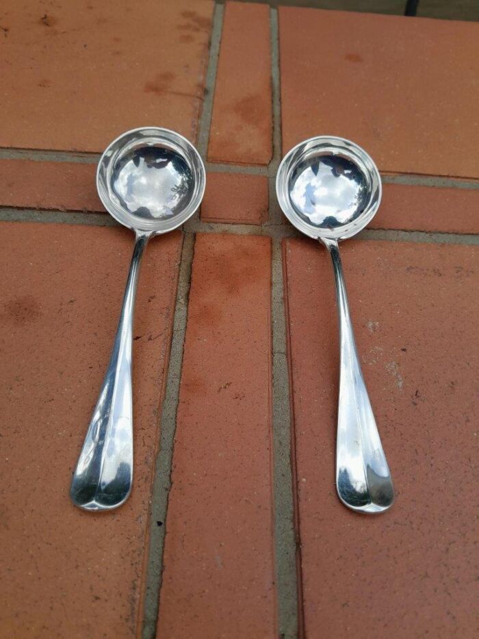 An Antique 19th Century English Victorian Pair of Sauce Ladles