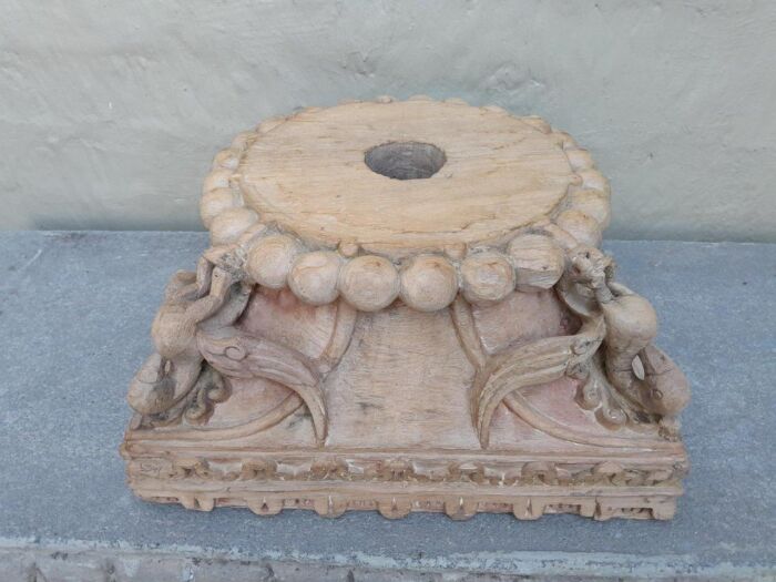 An Antique 19TH Century Pair Of Carved Wooden Teak Capitals - Image 7