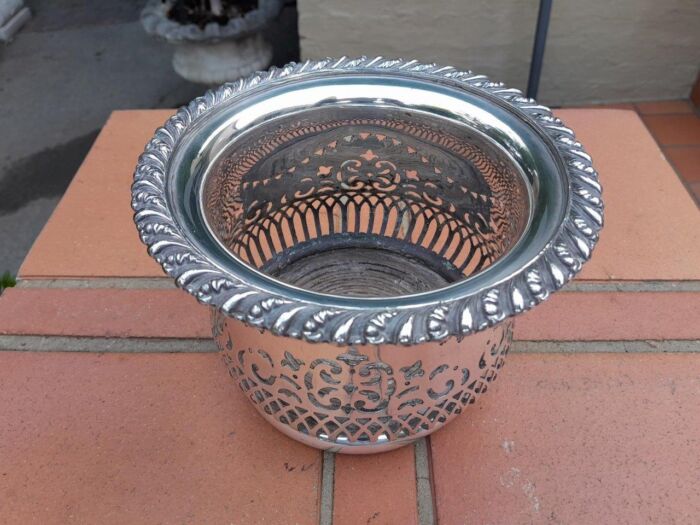 A20th Century Silver- Plate Wine Coaster on A Wooden Base - Image 4