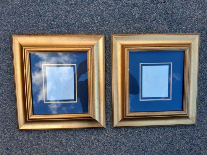 A Pair of Gold Framed Picasso Style Drawings - Image 2