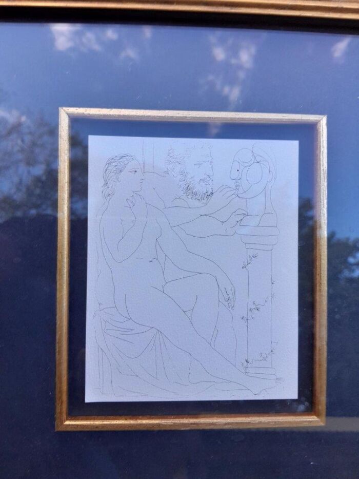 A Pair of Gold Framed Picasso Style Drawings - Image 6