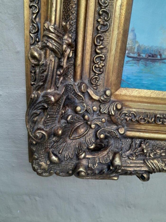 A 20th Century Continental School Oil on Canvas Ship Painting in a Ornately Carved and Gilded Frame - Image 5