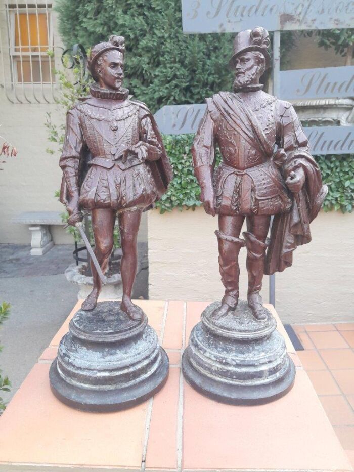 An Early 20th Century French Pair of Patinated Spelter Figurines On Bases ND - Image 2