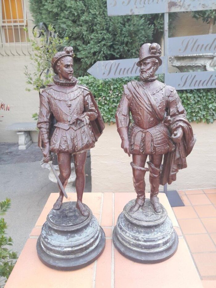 An Early 20th Century French Pair of Patinated Spelter Figurines On Bases ND - Image 3