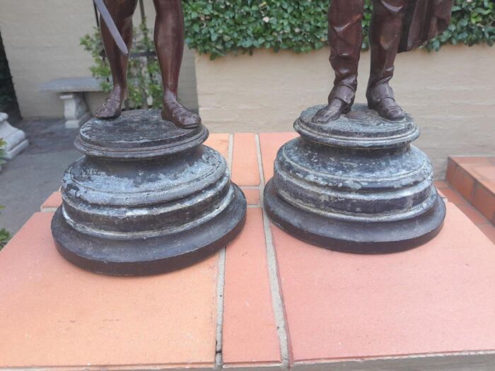 An Early 20th Century French Pair of Patinated Spelter Figurines On Bases ND - Image 6