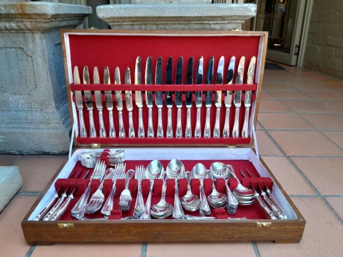 A 12 Place Cutlery Set By Spear & Jackson EPNS Silver-Plate In A Canteen Comprising