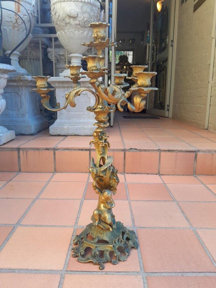 A 19TH Century French Ormolu Gilt Rococo Style Candelabra