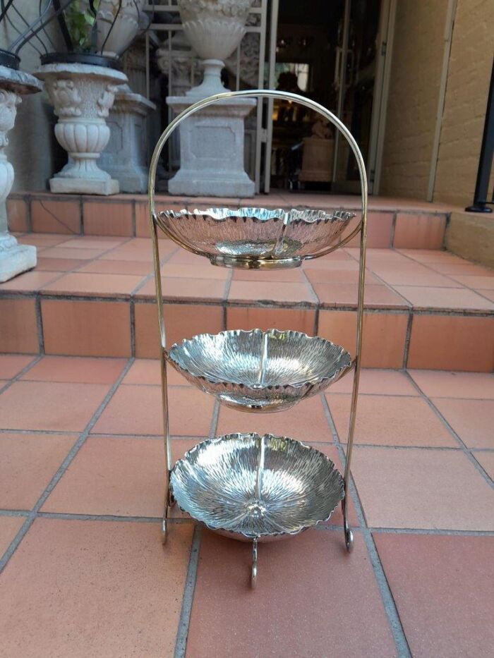 A 20th Century Silver Plated Three Tier Tea Stand