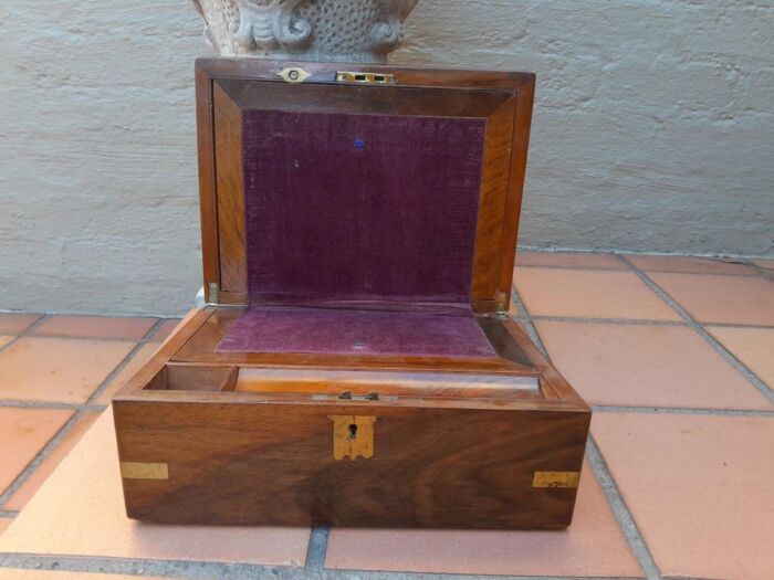 An Antique Victorian Mahogany Writing Slope With Brass Fittings