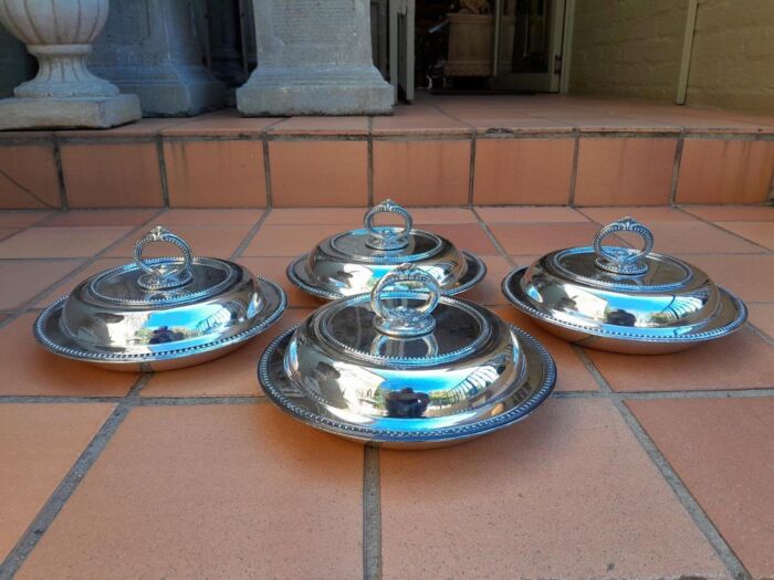 A 19th Century Set Of Four Early Victorian Sheffield Entrée Dishes With Covers