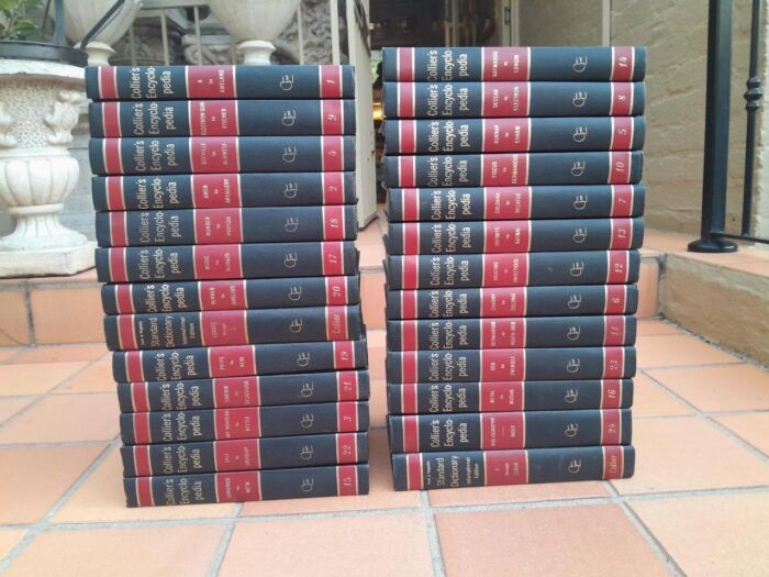 A 20th Century Set Of Twenty Six Collier's Encyclopaedia With Volumes One To Twenty Four And Includes Two Dictionaries