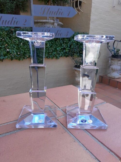 A Pair Of Crystal Bohemia Candle Holders / Sticks