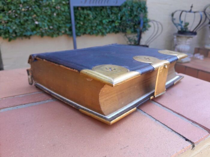 A 19th Century Bible With Old And New Testament With Gilt Tooled Leather And  Clasp