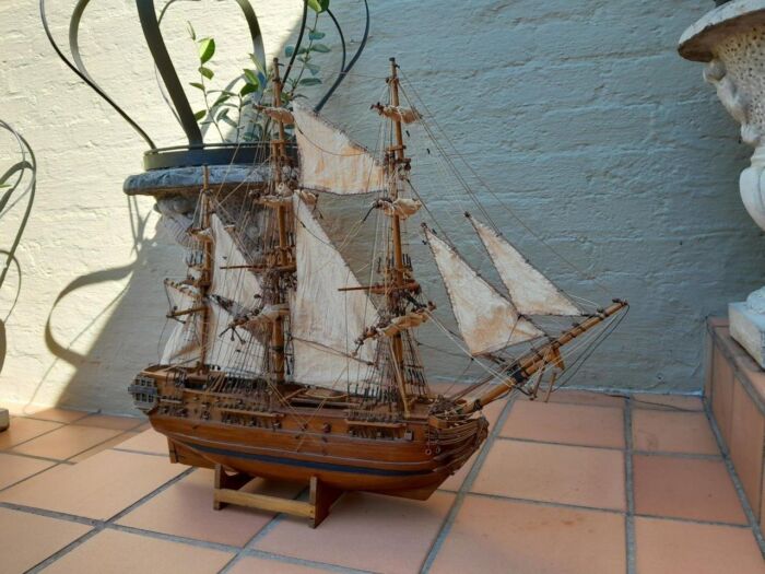 A 20th Century Hand- Made Wooden Galleon / Ship On Stand - Image 5