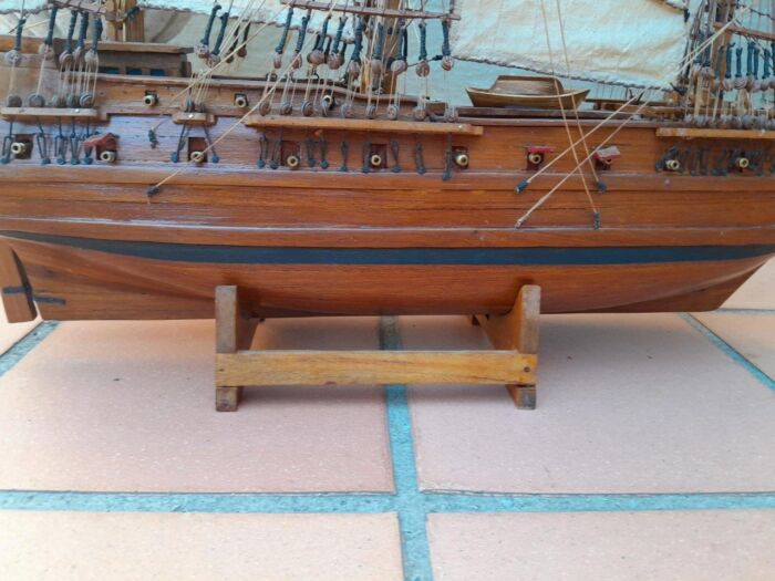 A 20th Century Hand- Made Wooden Galleon / Ship On Stand - Image 6